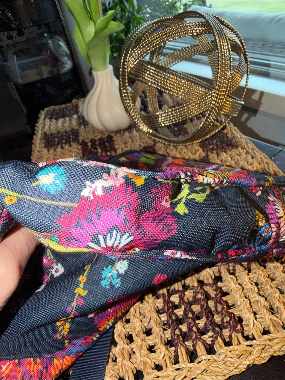 Vera Bradley Original Zip Hipster Crossbody Bag Black Multicolor Floral